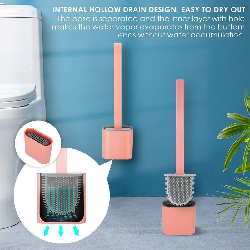 Styxon Silicon Toilet Brush (Pack of 1) with Slim Holder,Quick Drying & Anti-drip Set Holder with Long Handle Silicone Flex Toilet Bowl Cleaner Brush,Soft Silicone Bristle Clean Toilet Corner Easily - Image 5