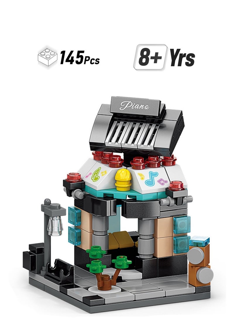 Piano Shop 145pcs Street Series Building Block Assembly Kit Games And Engineering Toys, Home Decoration, Architectural Model Creative Gifts  - Image 1
