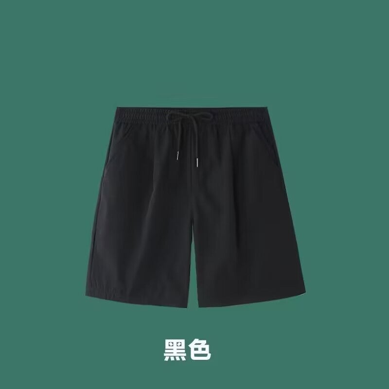 Casual Loose-Fit Summer Shorts Mens American Style Vintage Hefty Trendy Brand Sport Pants Mid-Waist Outerwear Black thin pants 
