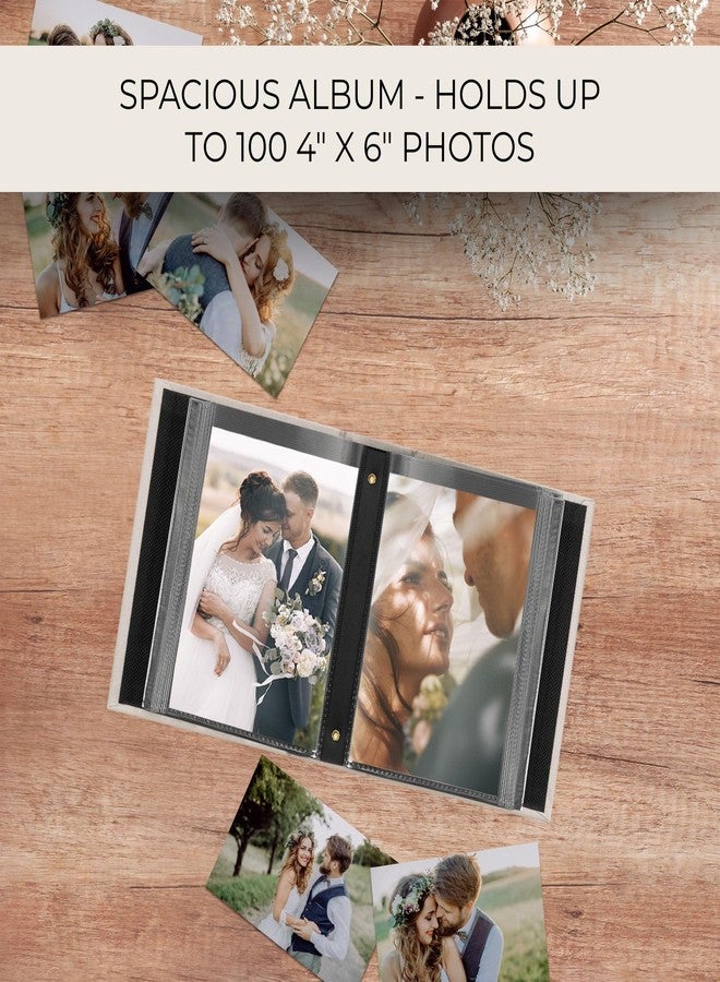ZICOTO Beautiful Linen Photo Album For 4x6 Photos - Safely Holds Up To 100 Pictures of Unique Memories - The Perfect Large Photo Book To Store All Pictures of Treasured Family, Baby or Wedding Moments - Image 3