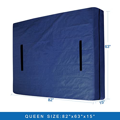 Coldwind Mattress Bags for Moving and Storage,Waterproof Mattress Cover for Moving with Heavy Duty Handles, Strong Zipper, Reusable, Moving Supplies & Moving Bags,Queen Size,Navy,2 Pack - Image 4