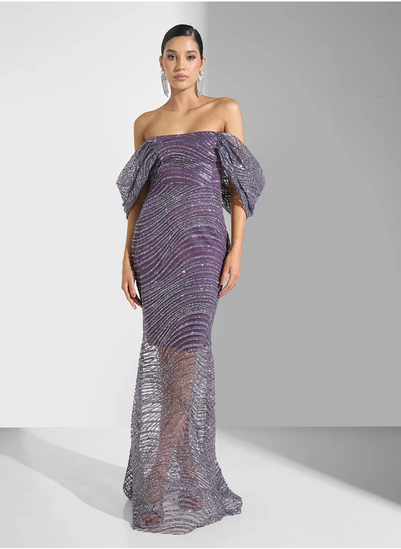 Namshi x Off Shoulder Shimmer Dress