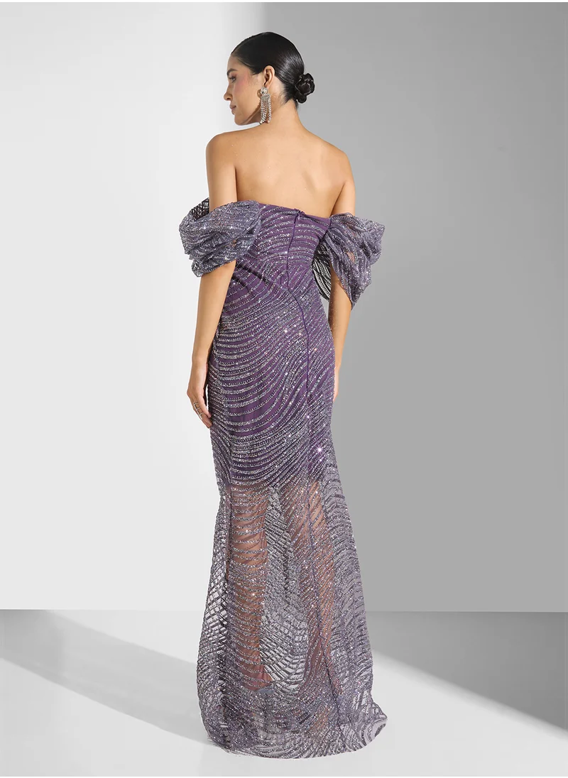 Namshi x Off Shoulder Shimmer Dress