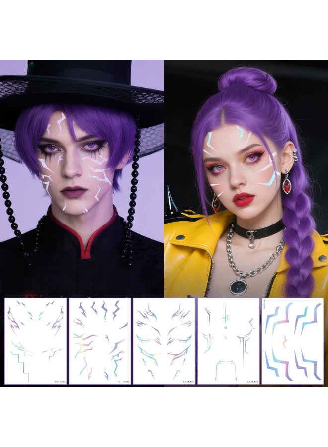 general K-POP Demon Hunters Huntrix Holographic Laser Temporary Tattoos 8 Pack Waterproof Shiny Stickers for Fans Concert Party Favors Gift - Image 1