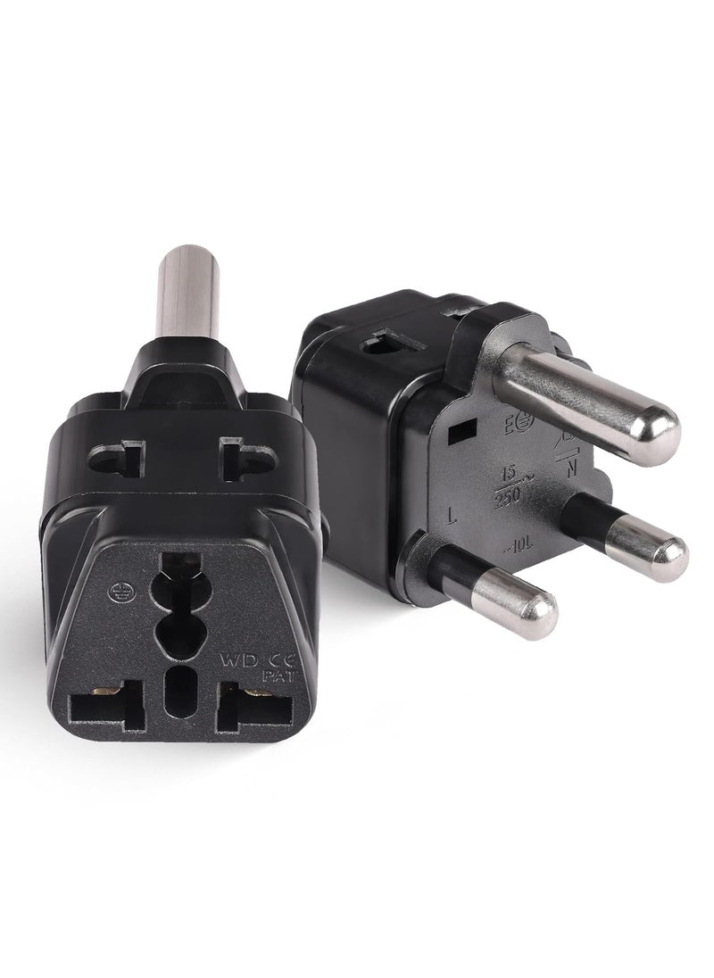 OREI Orei India to South Africa Botswana Namibia More Type M Travel Adapter Plug 2 in 1 CE Certified RoHS Compliant 2 Pack Black Color P2110L2PK  - Image 1