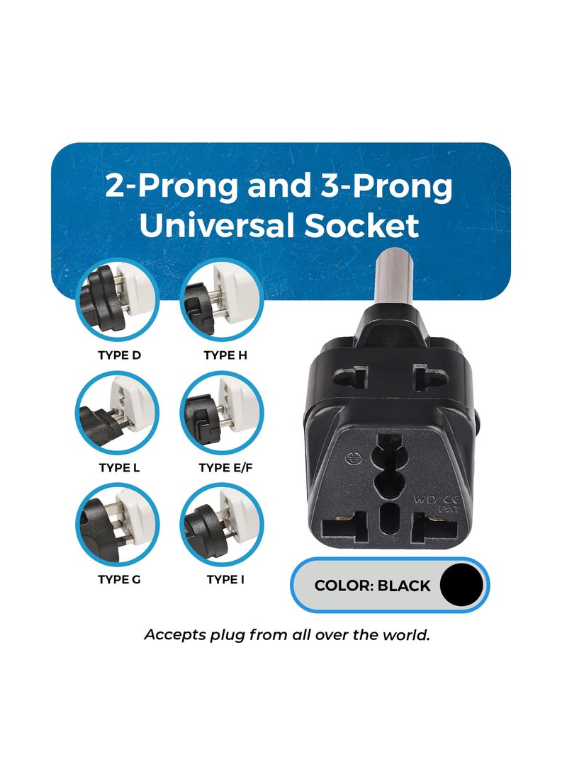 OREI Orei India to South Africa Botswana Namibia More Type M Travel Adapter Plug 2 in 1 CE Certified RoHS Compliant 2 Pack Black Color P2110L2PK  - Image 3