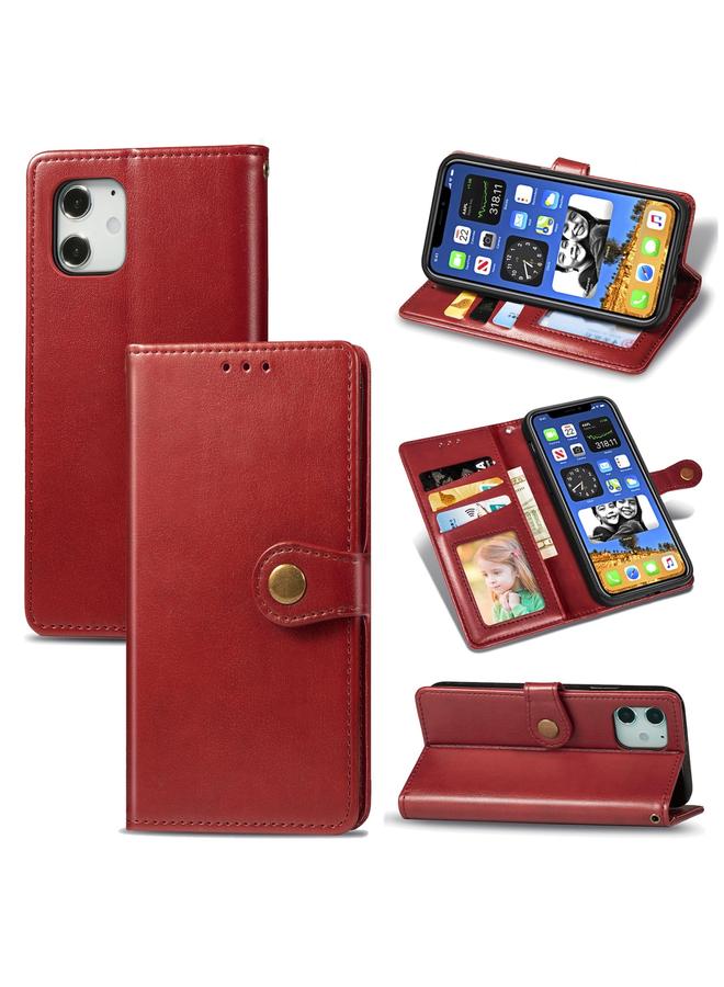 S-TOP Case For iPhone 12 Pro Max Retro Solid Color Leather Buckle Phone Case with Lanyard & Photo Frame & Card Slot & Wallet & Stand Function - Image 1