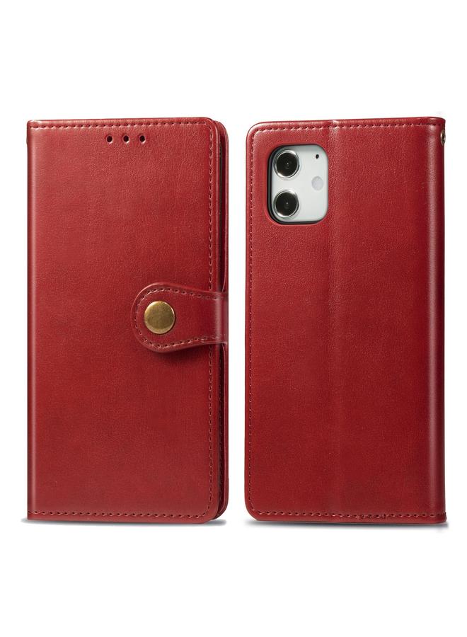 S-TOP Case For iPhone 12 Pro Max Retro Solid Color Leather Buckle Phone Case with Lanyard & Photo Frame & Card Slot & Wallet & Stand Function - Image 2