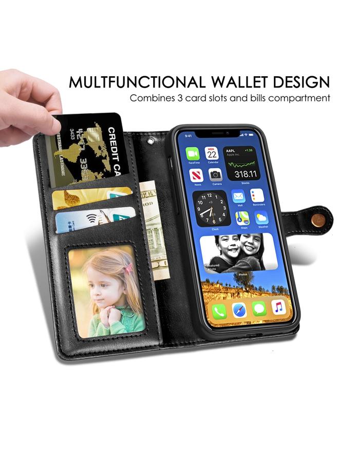 S-TOP Case For iPhone 12 Pro Max Retro Solid Color Leather Buckle Phone Case with Lanyard & Photo Frame & Card Slot & Wallet & Stand Function - Image 5