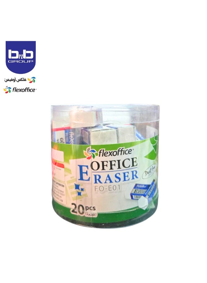 FLEXOFFICE Eraser FO-E01 Dust Free (Pack of 20) - Image 3