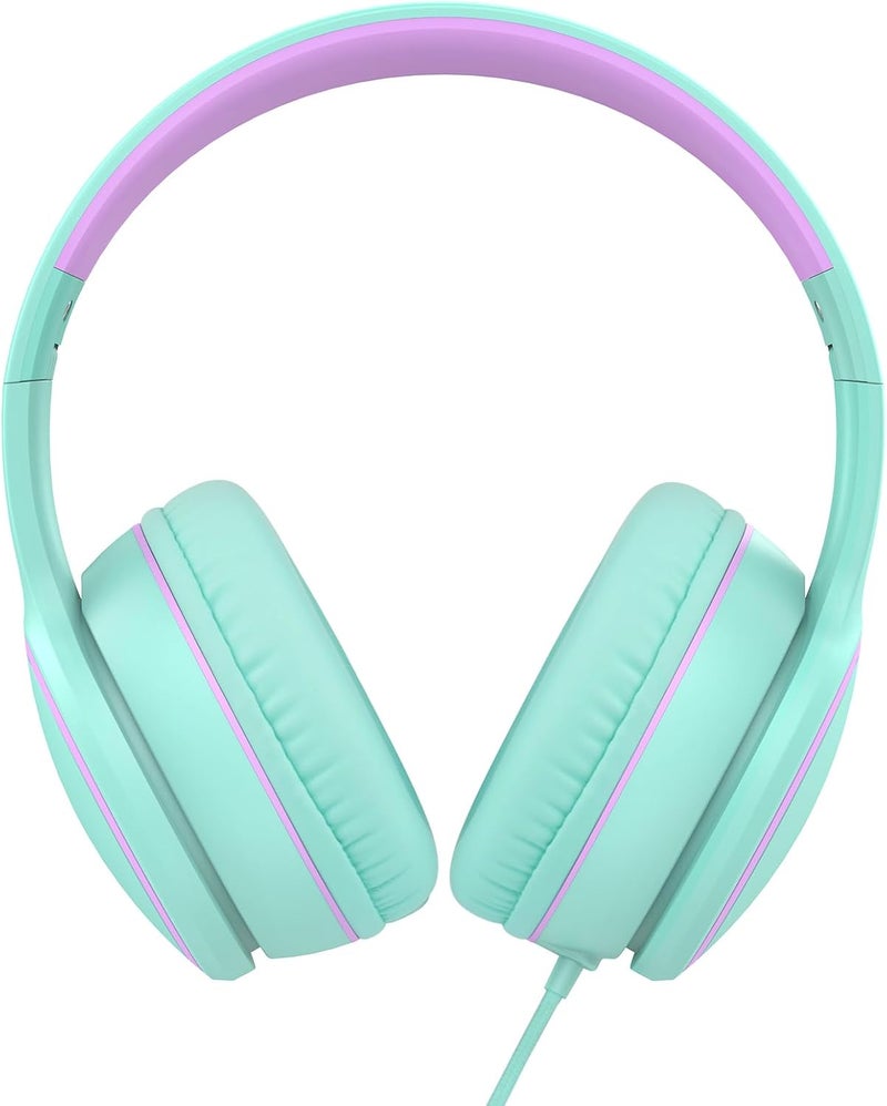 RORSOU R10 Over-Ear Headphones with Microphone Lightweight Folding Stereo Bass Headset with 1.5M No-Tangle Cord Portable Wired Headphones for Smartphone Tablet Computer Green - Image 2