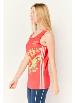 Adidas Women Sportswear Fit Sleeveless Khelo India Football Jersey, Red  - Image 3