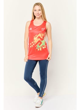 Adidas Women Sportswear Fit Sleeveless Khelo India Football Jersey, Red  - Image 2