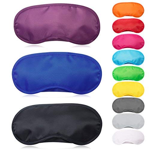 Exacoo 12 Pcs Multicolor Sleep Eye Mask Soft Eye Mask Cover Lightweight Blindfold with Elastic Strap Headband Eyeshades for Travel Nap Eye Cover for Kids Women Men 12 Colors
