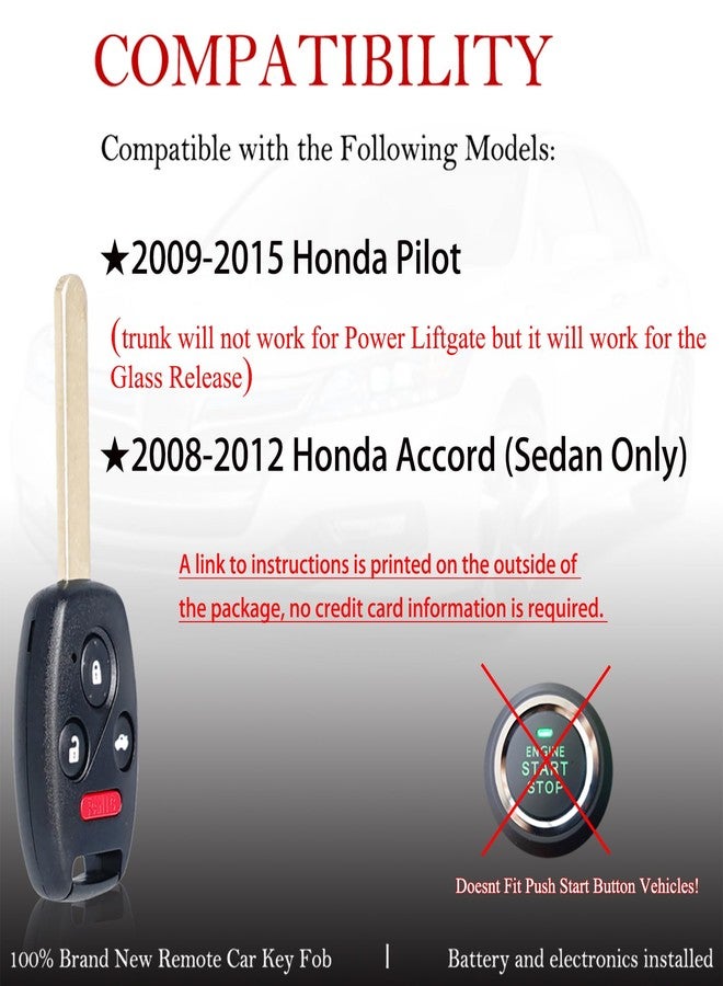 MechanMagic Key Fob Remote Replacement Fits for Honda Pilot 2009 2010 2011 2012 2013 2014 2015/ Accord Sedan 2008-2012 KR55WK49308 Keyless Entry Remote Control 35118-TA0-A00(Pack of 2) - Image 3
