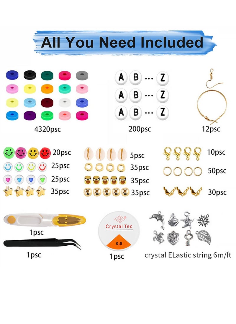 SYOSI - 4848 Pcs Clay Beads Bracelet Making Kit, Jewelry Supplies Small Cheap Craft Set Bracelets Necklace Ring Alphabet Seed Pendants DIY Art - Image 1