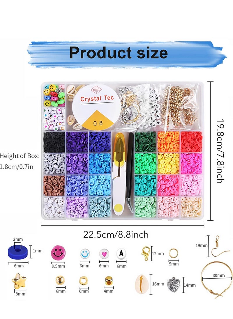 SYOSI - 4848 Pcs Clay Beads Bracelet Making Kit, Jewelry Supplies Small Cheap Craft Set Bracelets Necklace Ring Alphabet Seed Pendants DIY Art - Image 1