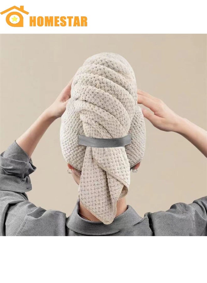 هومستر منشفة شعر منسوجة دقيقة للنساء، منشفة تجفيف شعر مضادة للتفاح، مع حزام مرن، توربان سريع التجفيف للشعر الرطب، الطويل، السمين، المموج، منشفة شعر فائقة النعومة، باللون بني. - Image 1