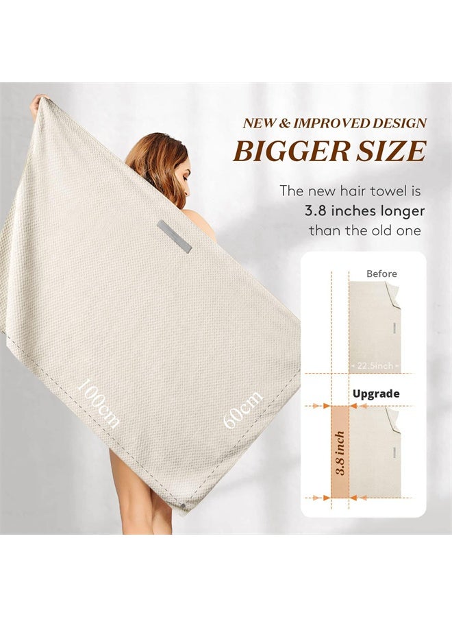 هومستر منشفة شعر منسوجة دقيقة للنساء، منشفة تجفيف شعر مضادة للتفاح، مع حزام مرن، توربان سريع التجفيف للشعر الرطب، الطويل، السمين، المموج، منشفة شعر فائقة النعومة، باللون بني. - Image 4