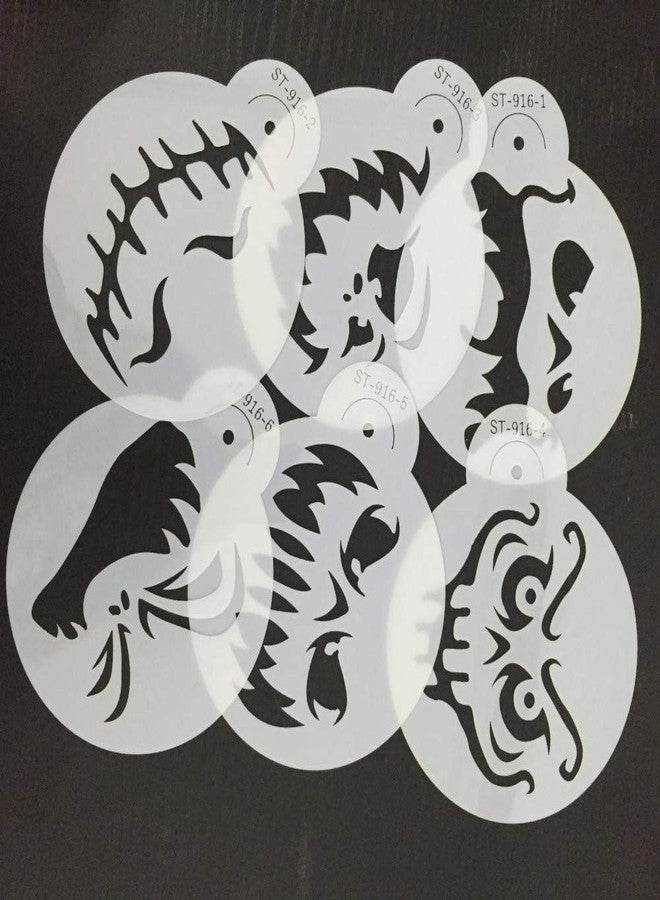 AK ART KITCHENWARE Art Kitchenware 6pcs Happy Halloween Ghost Face Cookie Cake Decoration Stencil Set Cake Decorating Supplies Cookie Mold ST-916 Beige/Semi-Transparent - Image 4