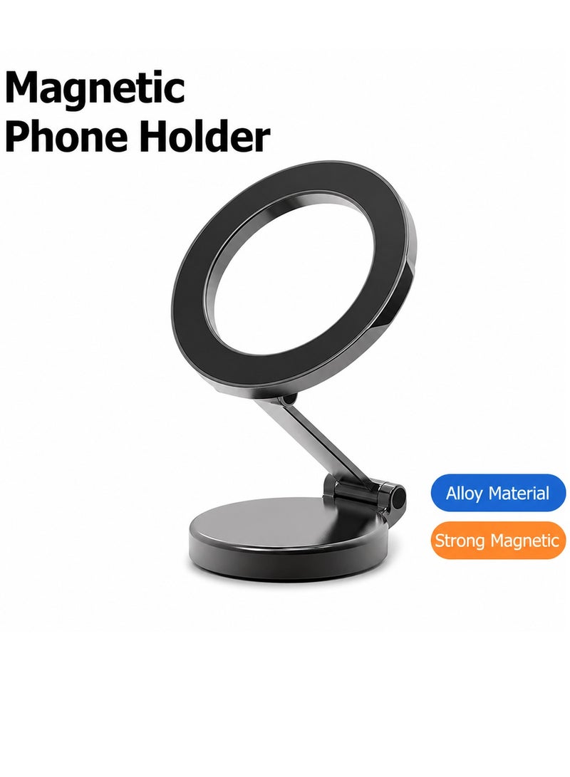 1080° Fold Magnetic Phone Holder for Car Dashboard, Strong Magnetic Mobile Mount Stand, Foldable Alloy Car Phone Holder, Adjustable Magnetic Smartphone Stand, Universal Dashboard Mobile Holder for iPhone Android GPS Navigation Hands Free - Image 2
