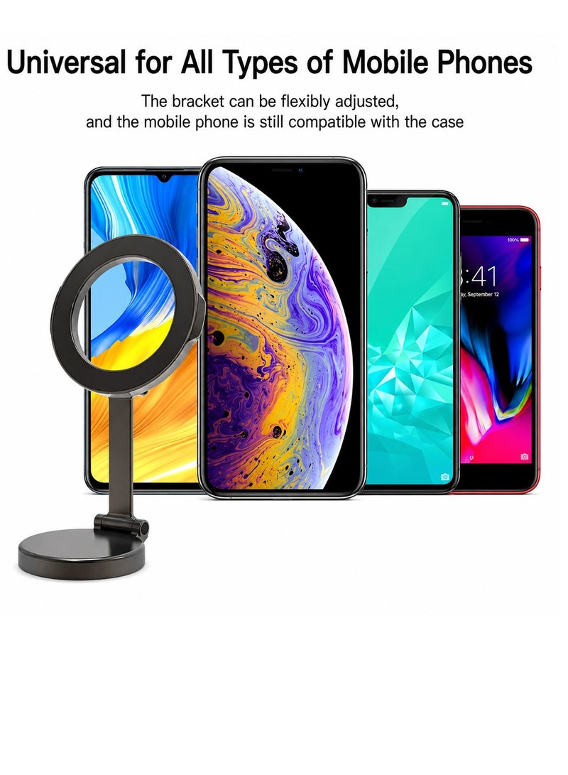 1080° Fold Magnetic Phone Holder for Car Dashboard, Strong Magnetic Mobile Mount Stand, Foldable Alloy Car Phone Holder, Adjustable Magnetic Smartphone Stand, Universal Dashboard Mobile Holder for iPhone Android GPS Navigation Hands Free - Image 4