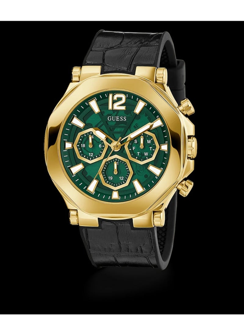 GUESS - GUESS Mens Black Green Dial Multi-function Watch - GW0492G3 - Image 1