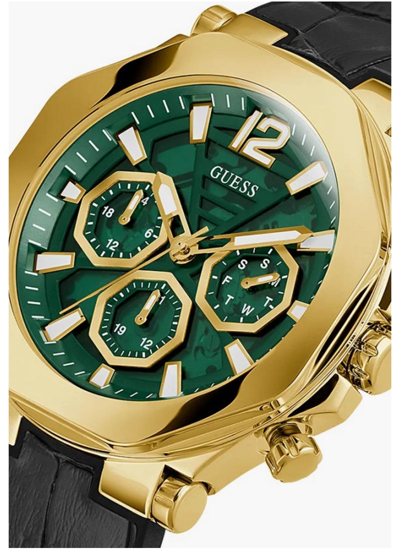 GUESS - GUESS Mens Black Green Dial Multi-function Watch - GW0492G3 - Image 1