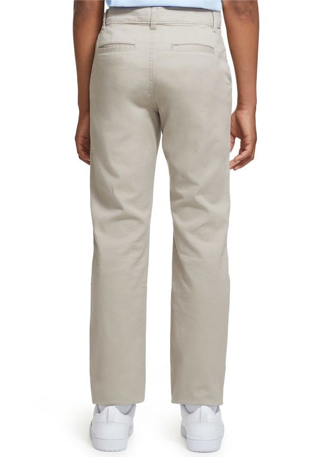 IZOD Boys' School Uniform Flat Front Twill Pants, Khaki, 10 Slim - Image 3