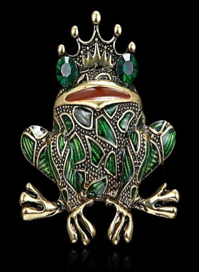 Vientiq Charming Gold-Plated Green Frog Brooch for Unisex - Image 3