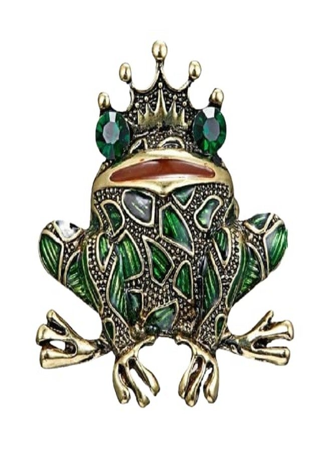 Vientiq Charming Gold-Plated Green Frog Brooch for Unisex - Image 1