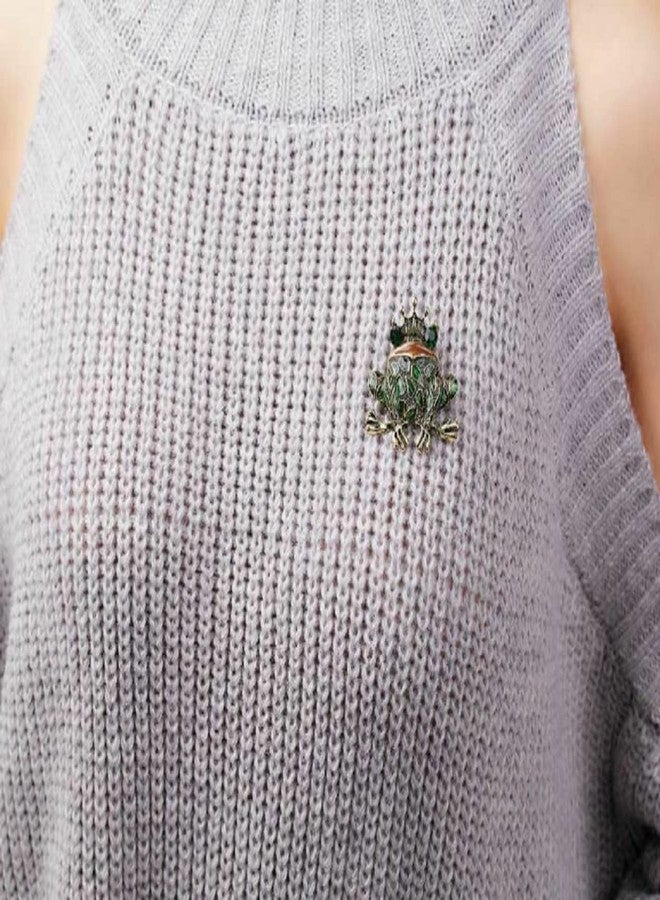 Vientiq Charming Gold-Plated Green Frog Brooch for Unisex - Image 4