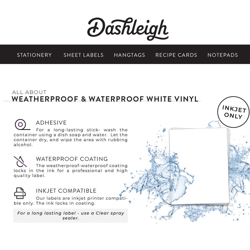 Dashleigh 60 Labels for 4 oz Bottles, 5 x 2.5 inches, Waterproof White Vinyl (5 x 2.5 inches, 60 Labels) - Image 4