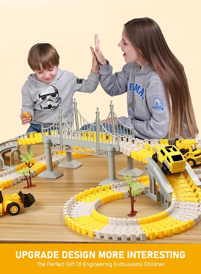 ألعاب بناء سيارات وطرق مرن من اكسين، مكونة من 5 هياكل ومن 324 قطعة للأطفال من سن 3 و4 و5 و6 سنوات، أفضل ألعاب للأولاد والبنات