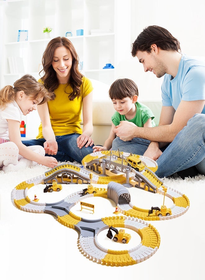 Joudiplay 【Eid Gifts】DIY Tracked Vehicle, Engineering Toy Set, 324-Piece Combination Featuring 5 Engineering Vehicles and Flexible Tracks. Build your own construction roads. The perfect toy for boys and girls aged 3-6. - Image 2