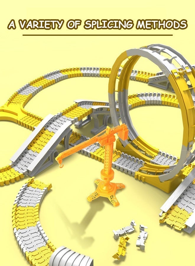 Joudiplay 【Eid Gifts】DIY Tracked Vehicle, Engineering Toy Set, 324-Piece Combination Featuring 5 Engineering Vehicles and Flexible Tracks. Build your own construction roads. The perfect toy for boys and girls aged 3-6. - Image 4