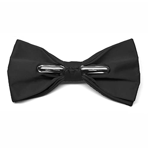 tiemart Men's Pre-Tied Clip-On Bow Tie (Black) - Image 1
