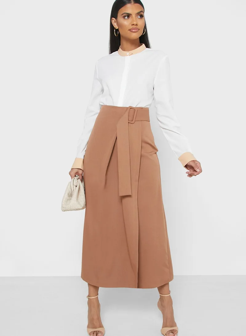 Khizana Contrast Trim Grandad Collar Shirt