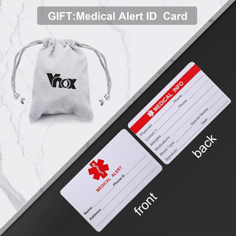 VNOX Medical Bracelet for Women-Stainless Steel Emergency Medical Alert ID Bangle Bracelet,Free Engraving - Image 4