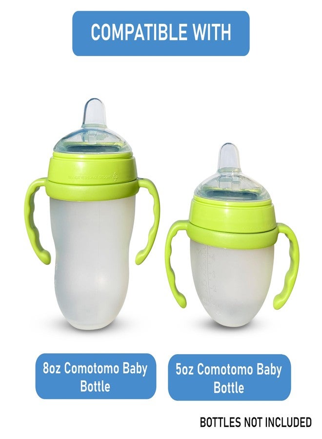 BelBeyo Sippy Spout Nipples with Bottle Handles for Comotomo Baby Bottles 2-Pack Soft Food Grade Silicone Spout, Transition Nipples, Converts Baby Bottle to Sippy Cup, Spill Proof, BPA-Free, 4+ months (Green) - Image 3