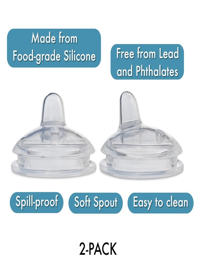 BelBeyo Sippy Spout Nipples with Bottle Handles for Comotomo Baby Bottles 2-Pack Soft Food Grade Silicone Spout, Transition Nipples, Converts Baby Bottle to Sippy Cup, Spill Proof, BPA-Free, 4+ months (Green) - Image 2