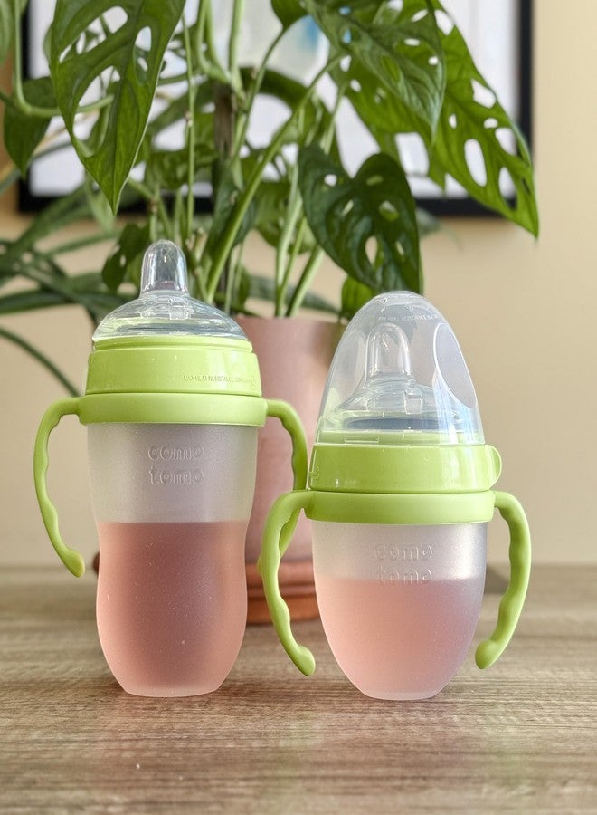 BelBeyo Sippy Spout Nipples with Bottle Handles for Comotomo Baby Bottles 2-Pack Soft Food Grade Silicone Spout, Transition Nipples, Converts Baby Bottle to Sippy Cup, Spill Proof, BPA-Free, 4+ months (Green) - Image 5