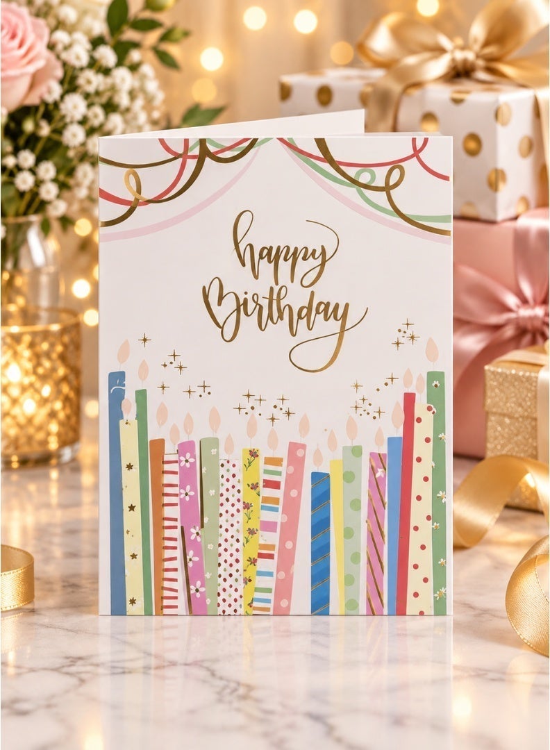 ITALO Musical Birthday Greeting Card with Colorful Candle Design, Plays Happy Birthday Song When Opened | White - Image 3