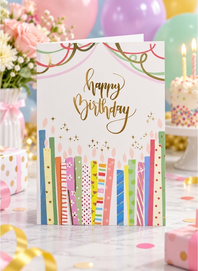 ITALO Musical Birthday Greeting Card with Colorful Candle Design, Plays Happy Birthday Song When Opened | White - Image 4