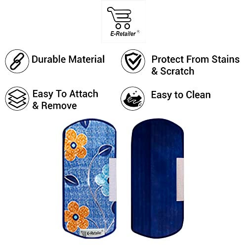 E-Retailer® Polyester 3-Layered Fridge Handle Cover Set of 2Pcs. For Refrigerator and Microwave oven (Color-Blue Floral, Size-12x6 Inches) - Image 4
