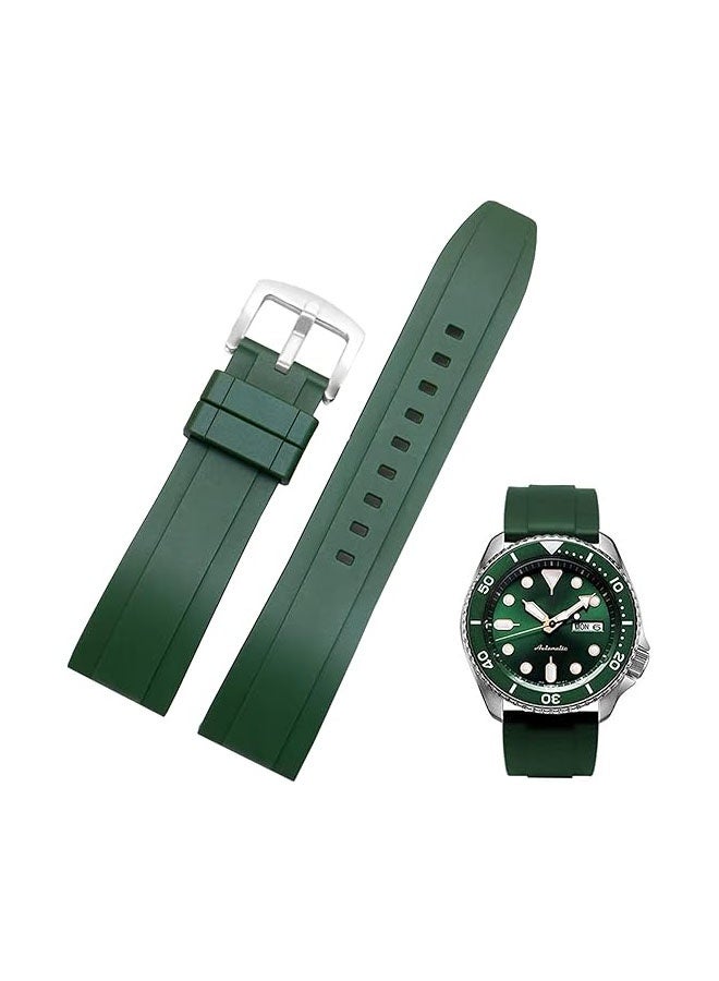 Quick Release Soft Silicone Watch Strap，Rubber Watch Bands Universal Replacement Band Strap for Men Women Dark Green 20mm - Image 1