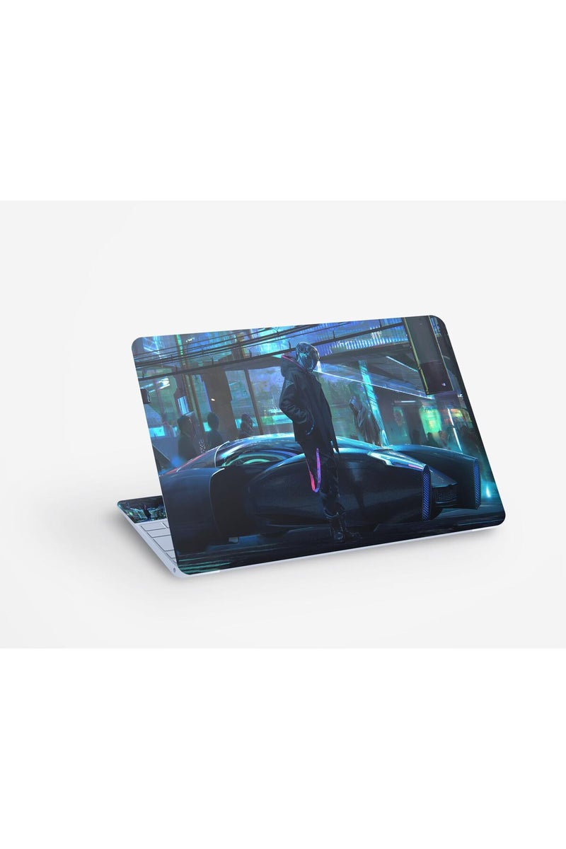 Cyberpunk Hover Car Sci Fi Laptop Skin Sticker Decal - Image 1