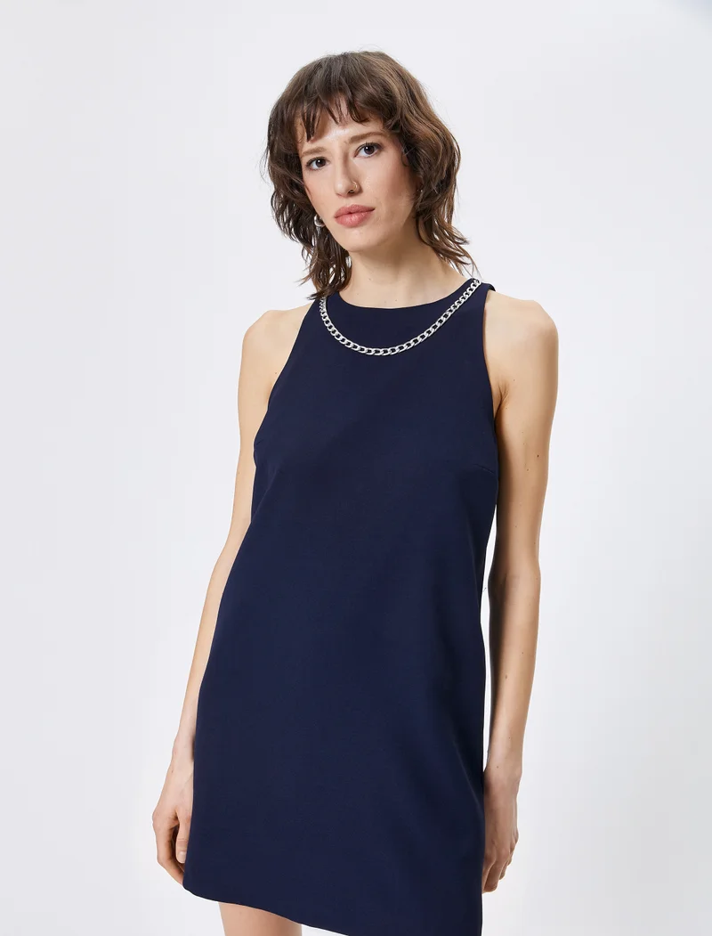 كوتون Chain Accessory Detail Mini Halter Neck Dress