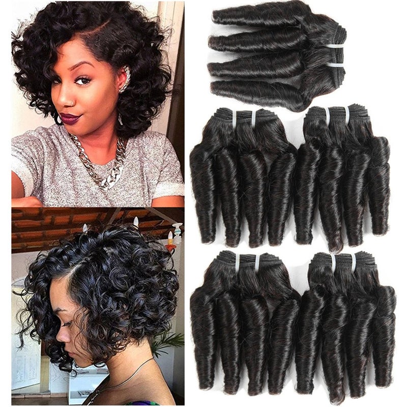 Molefi Brazilian Virgin Funmi Hair Bundles burmese curly bundles human hair 5 Bundles Short Curly Weave 9A Unprocessed Brazilian Human Hair Extensions 50gpc Full Head Natural Color 8 8 8 8 8 inch