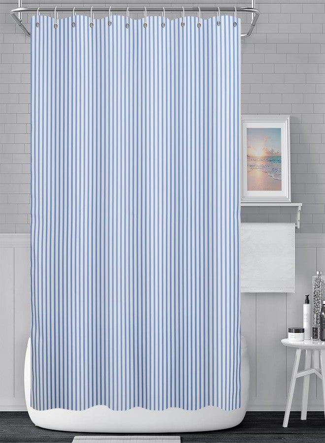 Umpoo Abstract Stripes Fabric Bathroom Shower Curtain - Sky Blue Lines Modern Minimalist Shower Curtain with Hooks - Polyester Waterproof Artistic Decor, 48x72 Inch - Image 2